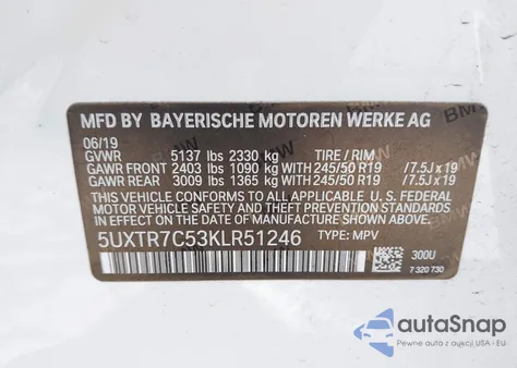 2019 BMW X3 Sdrive30I from USA, damaged, VIN 5UXTR7C53KLR51246